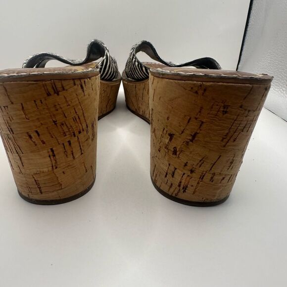 Sam Edelman Reid calf hair zebra print slide wedge sandals Size 8 - Picture 5 of 7